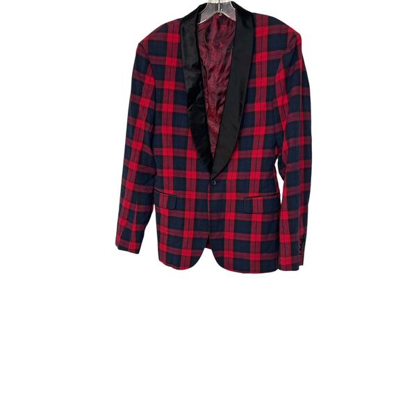 ELEVEE CUSTOM TARTAN SATIN TRIM TUX BLAZER SZ 42R - Picture 3 of 6